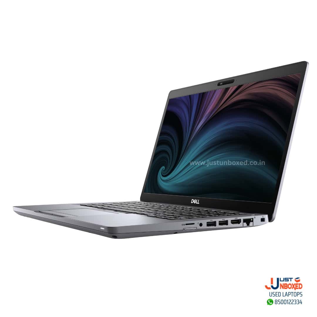 Dell used laptop, sleek silver design, high-performance portable computer, ideal for work and entertainment.