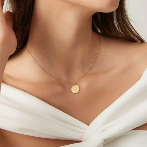 Dipped hammered circle disc pendant 17 min 2000
