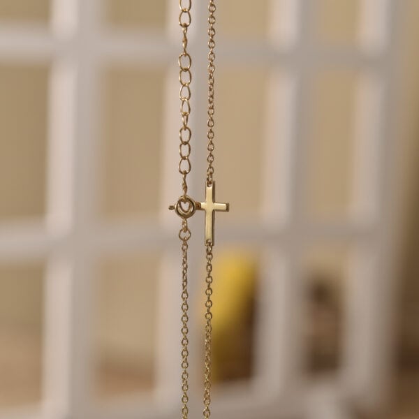 Gold cross necklace 2