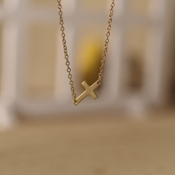 Gold cross necklace 3