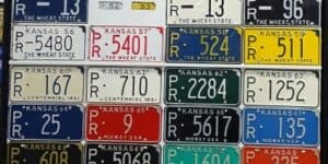 Kansas 1930 to 2002 car license plate run Pratt county