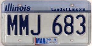 Illinois 1996 car license plate #MMJ-683