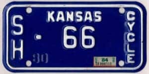 Kansas 1984 motorcycle license plate Sherman county #SH-66