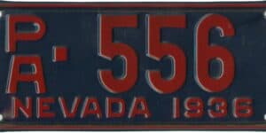 Nevada 1936 Private Common Carrier license plate #PA-556