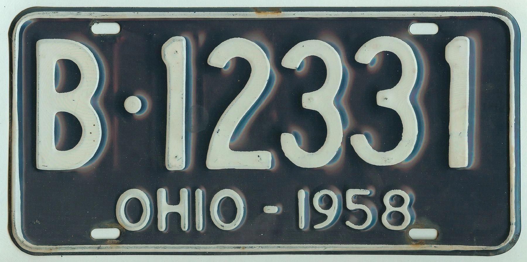 Ohio 1958 car license plate #B-12331