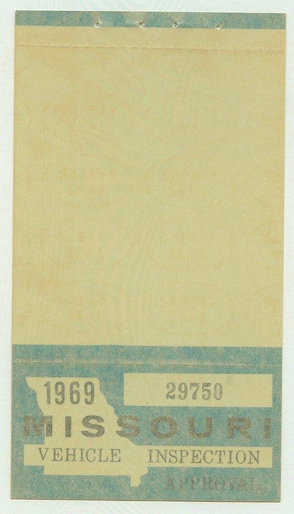 Missouri 1969 vehicle inspection decal #29750
