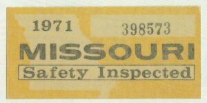 Missouri 1971 vehicle inspection decal #398573