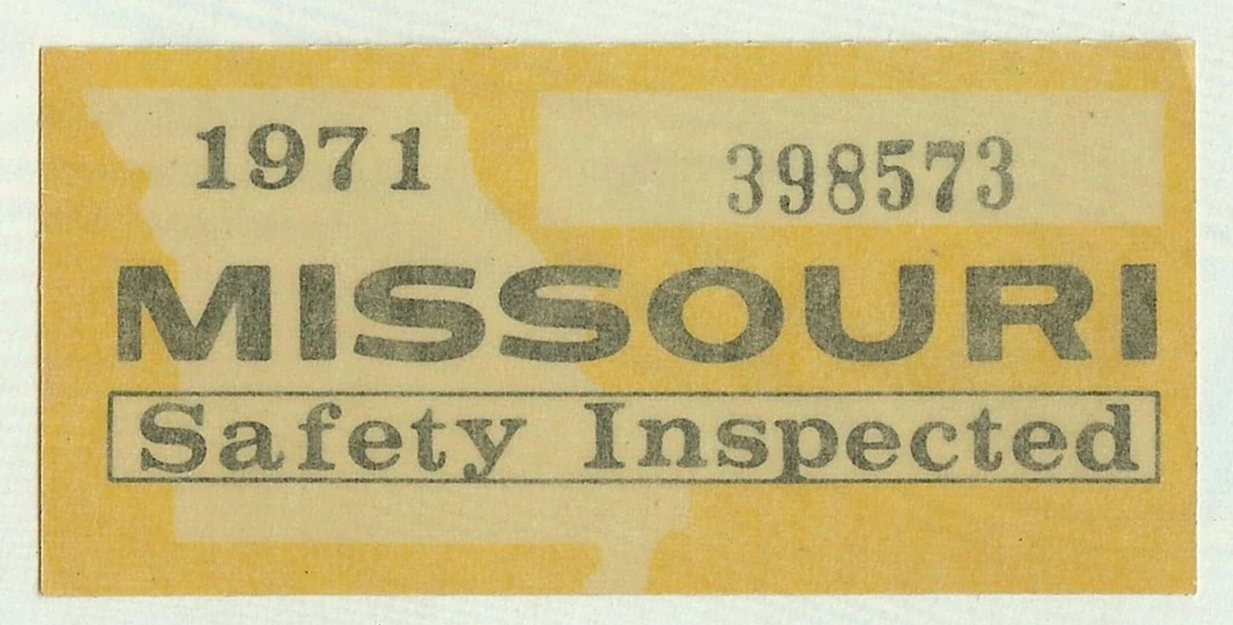 Missouri 1971 vehicle inspection decal #398573