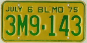 Missouri 1975 truck license plate #3M9-143