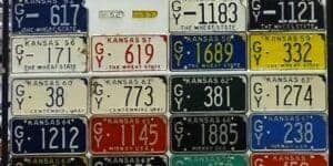Kansas 1930 to 2002 car license plate run Gray county