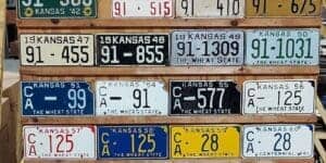 Kansas 1930 to 2002 car license plate run Clark county