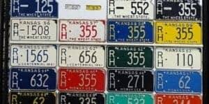 Kansas 1930 to 2009 car license plate run Rush county