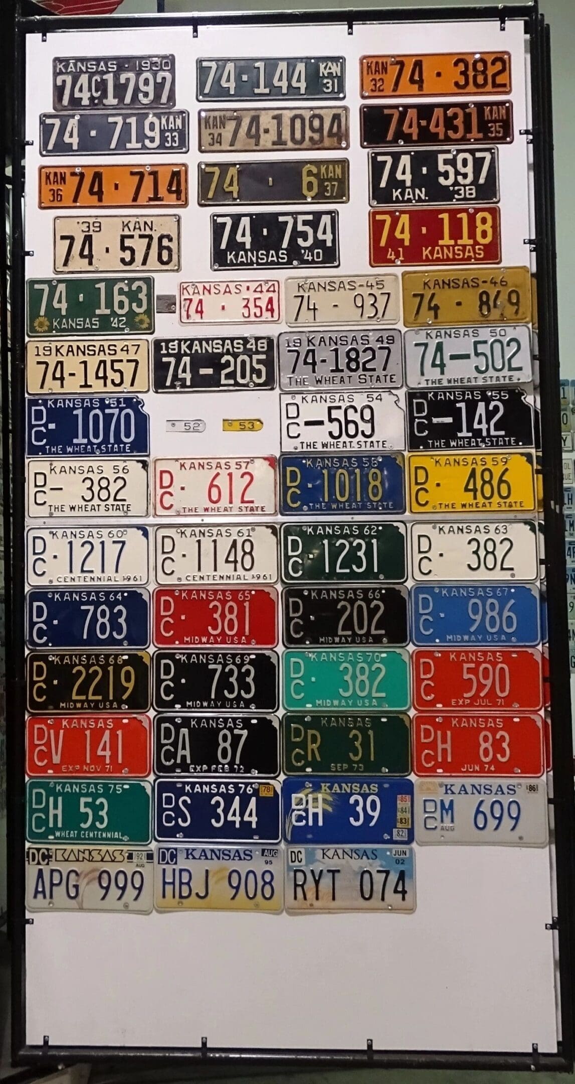 Kansas 1930 to 2002 car license plate run Decatur county