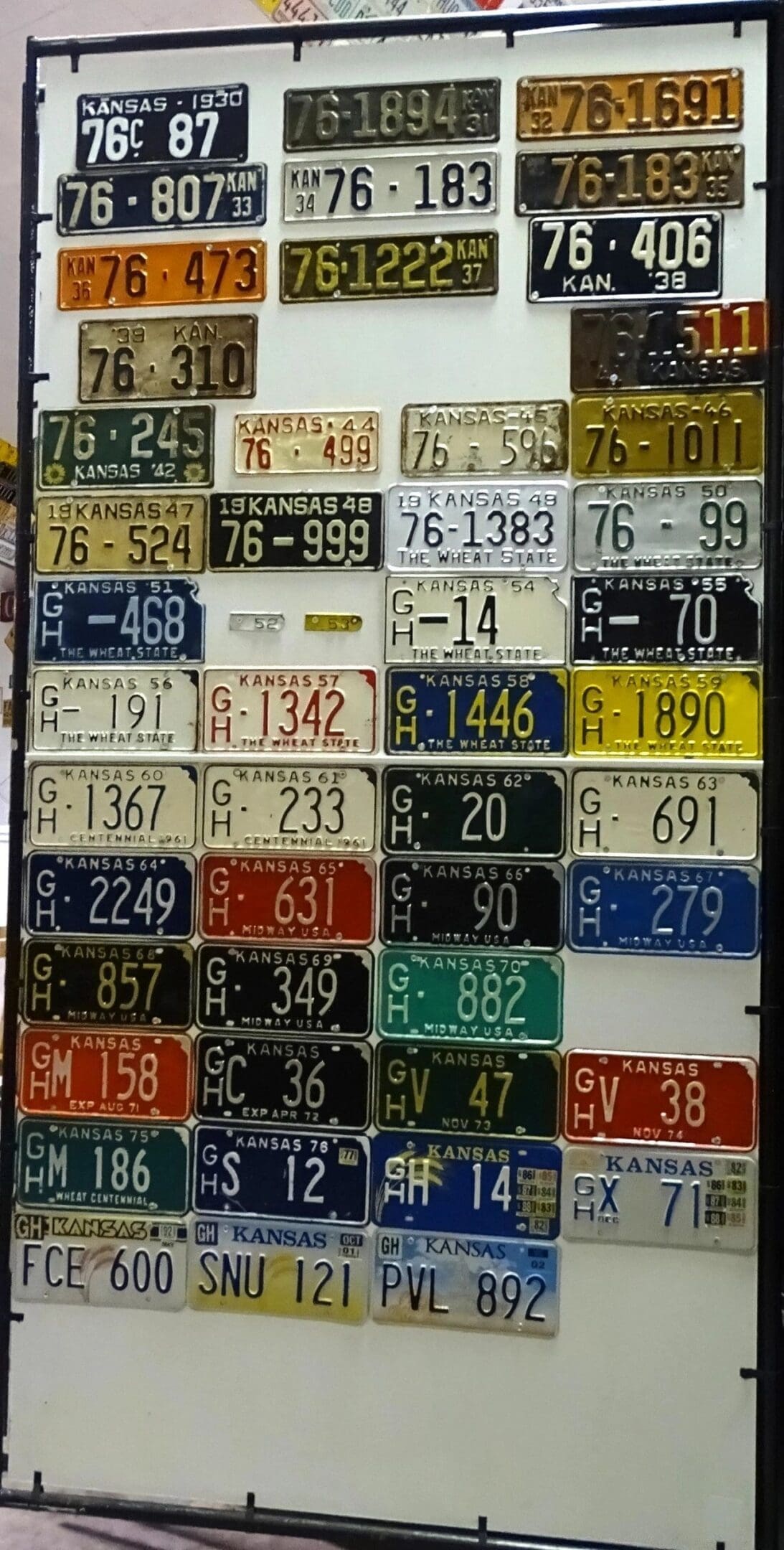 Kansas 1930 to 2002 car license plate run Graham county