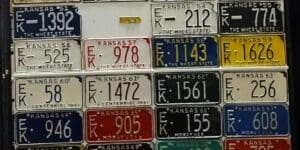 Kansas 1930 to 2002 car license plate run Elk county