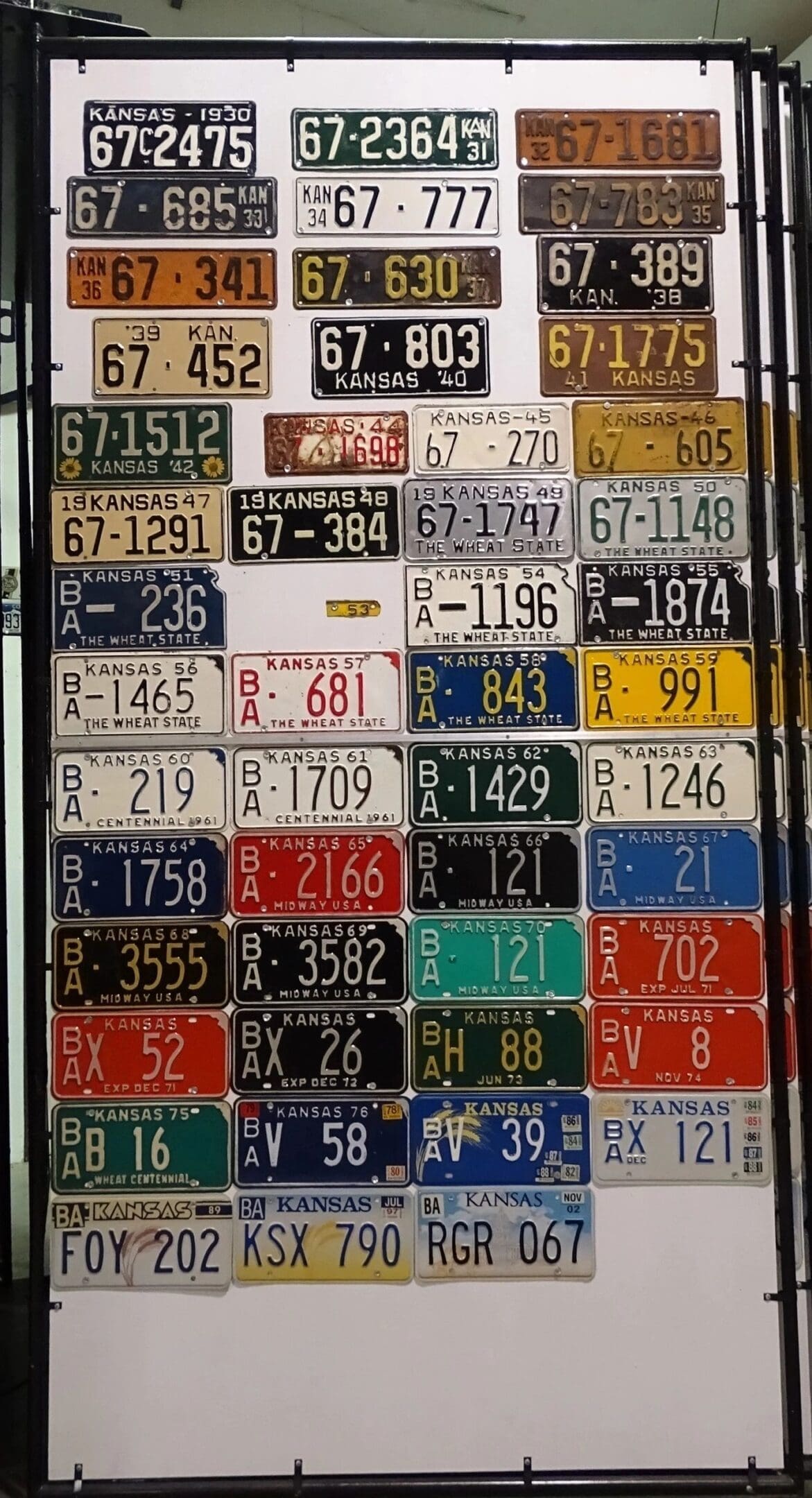 Kansas 1930 to 2002 car license plate run Barber county