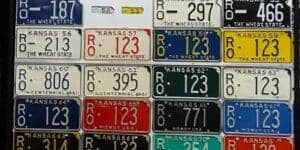 Kansas 1930 to 2002 car license plate run Rooks county