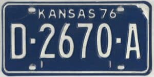 Kansas 1976 dealer license plate #D-2670-A