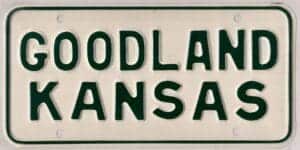 Kansas 1963 booster license plate Goodland Kansas