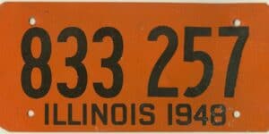 Illinois 1948 car license plate #833-257
