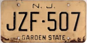 New Jersey car license plate #JZF-507