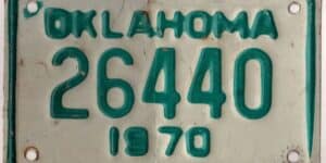 Oklahoma 1970 motorcycle license plate #26440