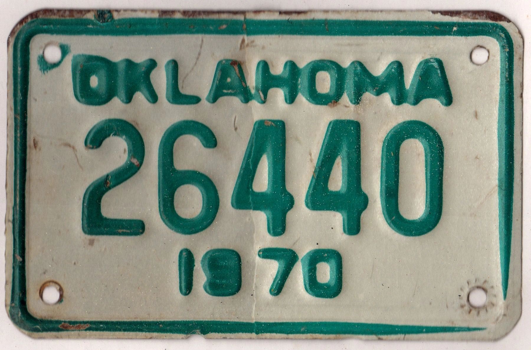 Oklahoma 1970 motorcycle license plate #26440