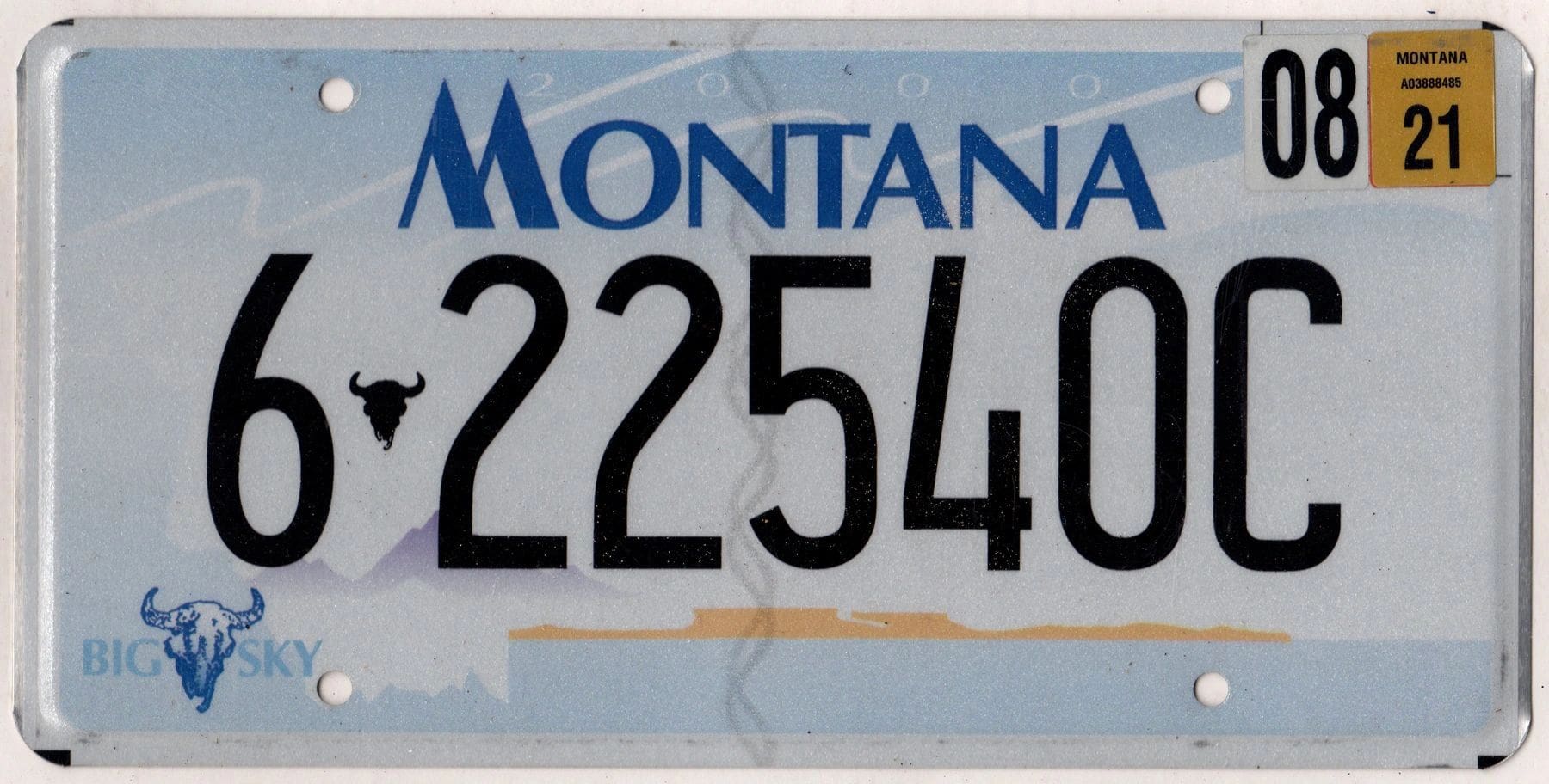 Montana 2021 car license plate #6-22540C