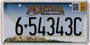 Montana 2021 car license plate #6-54343C