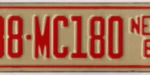 Nebraska 1966 motorcycle license plate Furnas county #38-MC180