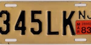 New Jersey 1983 motorcycle license plate #345LK
