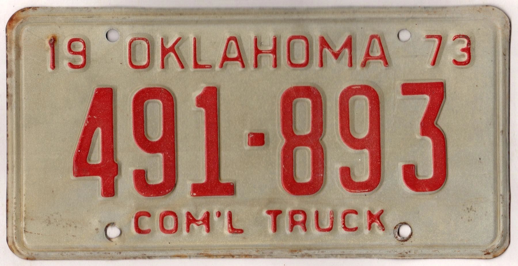 Oklahoma 1973 commercial truck license plate #491-893