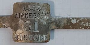 Nickerson 1952 bicycle license plate