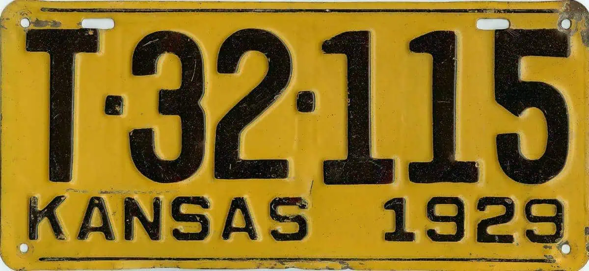 1929 Kansas Truck License Plate #T-32-115
