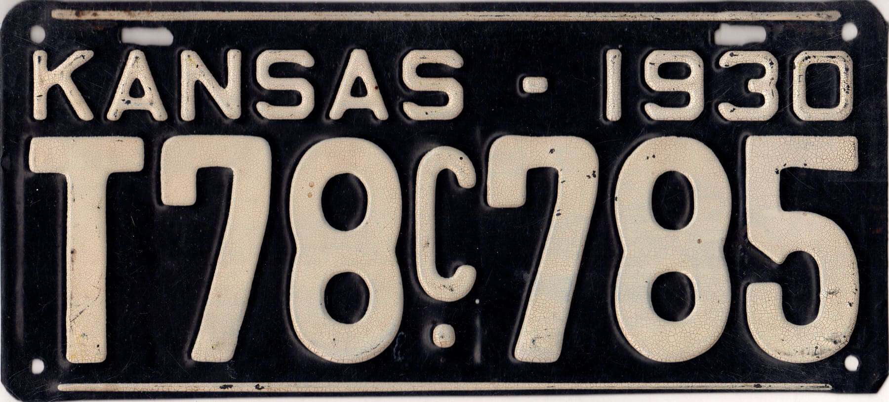 1930 Kansas Truck License Plate #T78-785