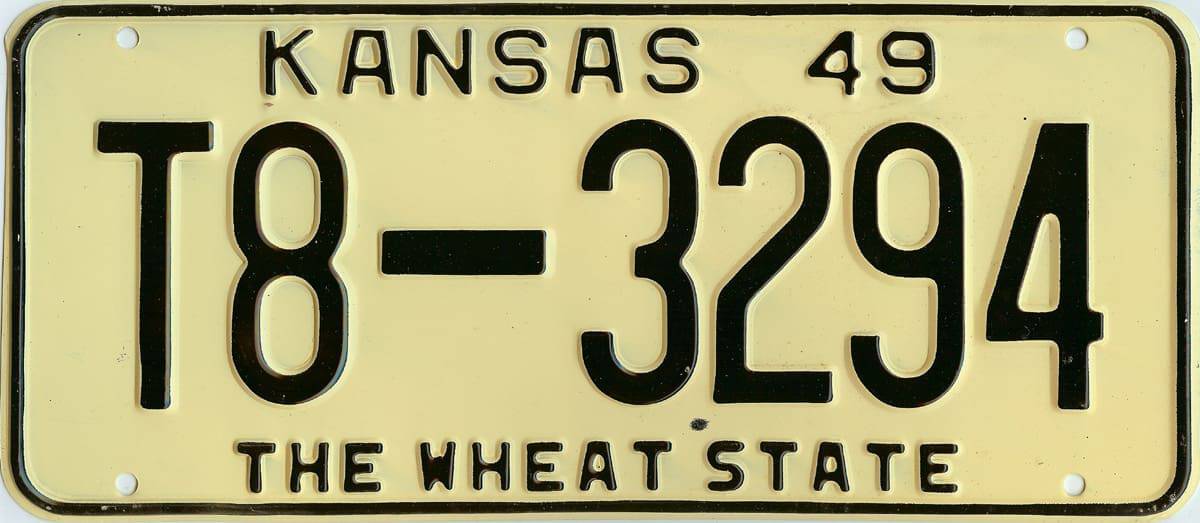 1949 type 2 Kansas Truck License Plate #T8-3294