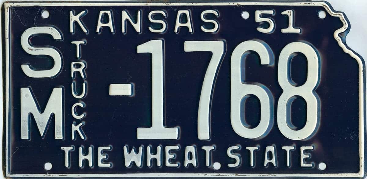 1951 Kansas Truck License Plate #SM-1768