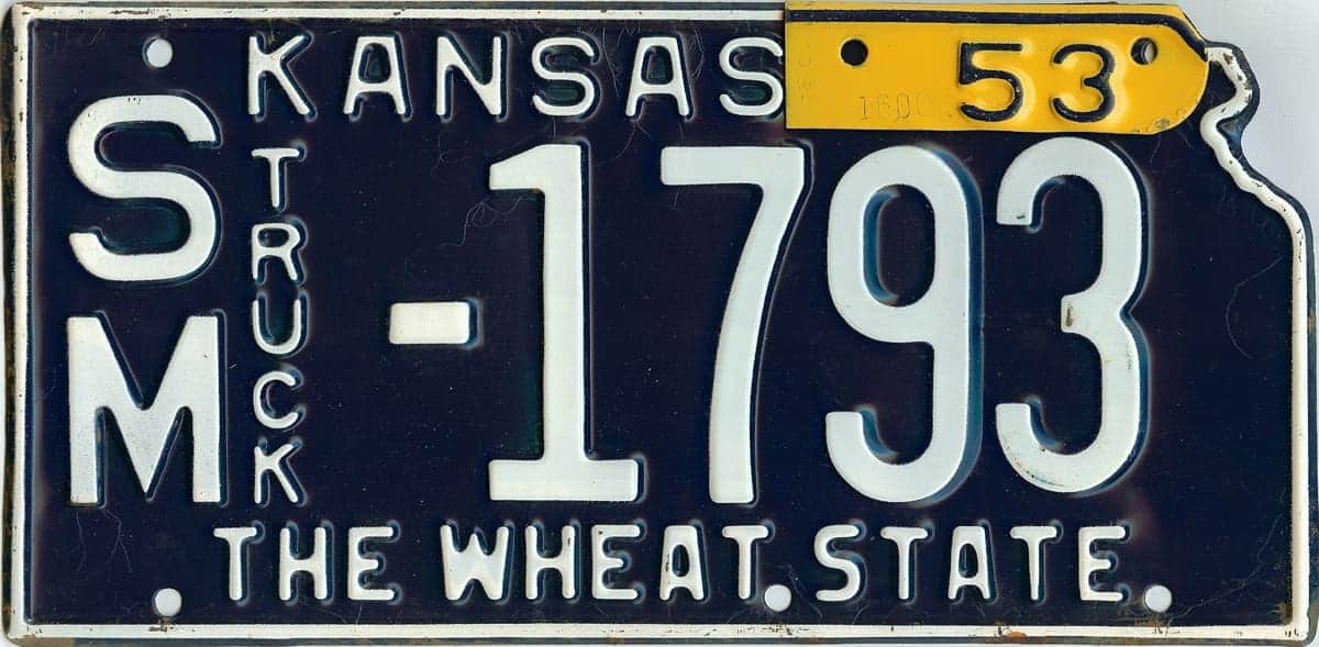 1953 Kansas Truck License Plate #SM-1793