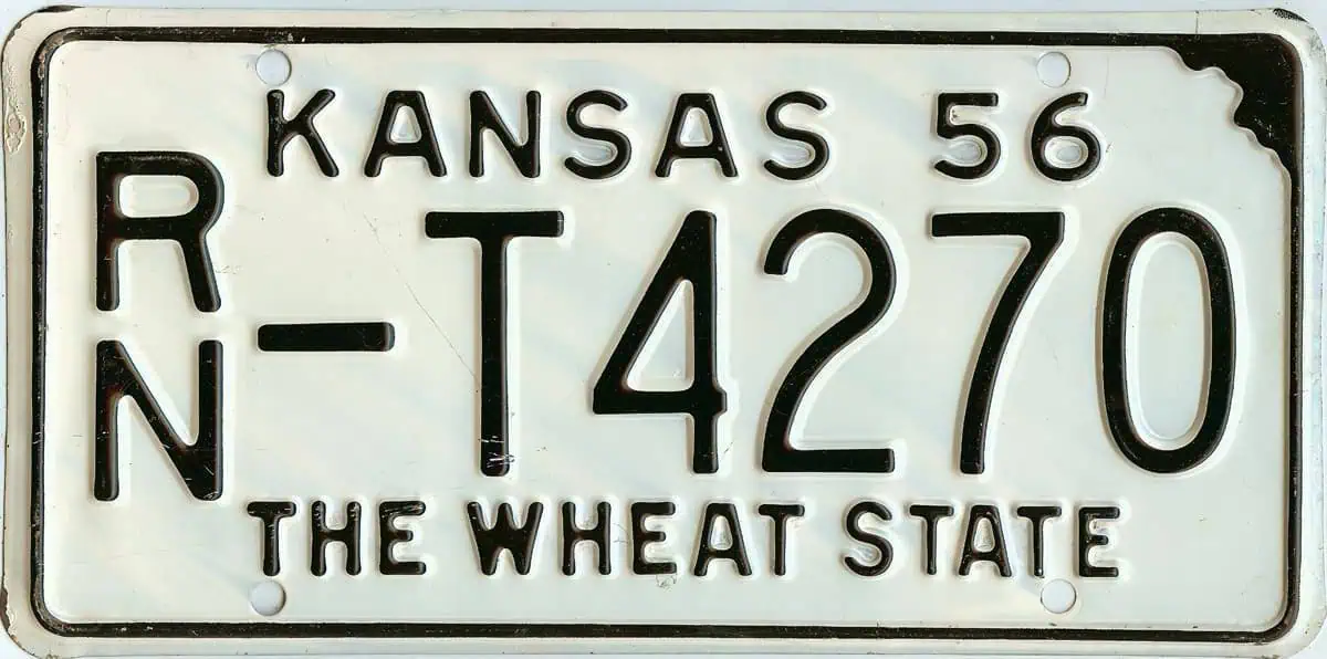 1956 Kansas Truck License Plate #RN-T4270
