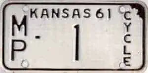 1961 Kansas Motorcycle License Plate #MP-1