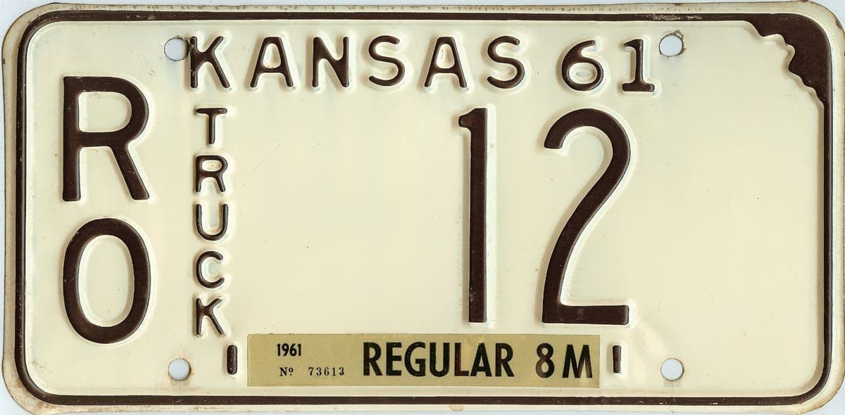 1961 Kansas Truck License Plate #RO-12