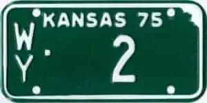 1975 Kansas Motorcycle License Plate #WY-2