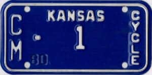 1980 Kansas Motorcycle License Plate #CM-1
