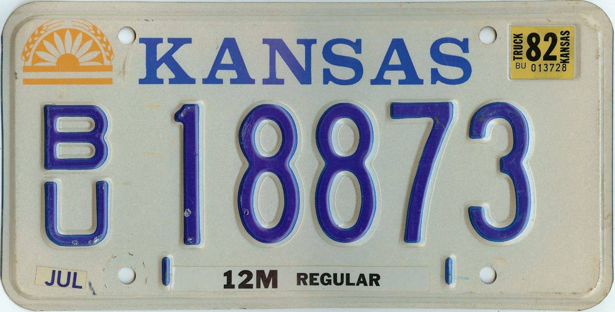 1982 Kansas Truck License Plate #BU-18873