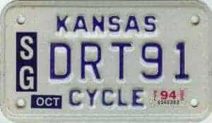 1994 Kansas Motorcycle License Plate #SG-DRT91