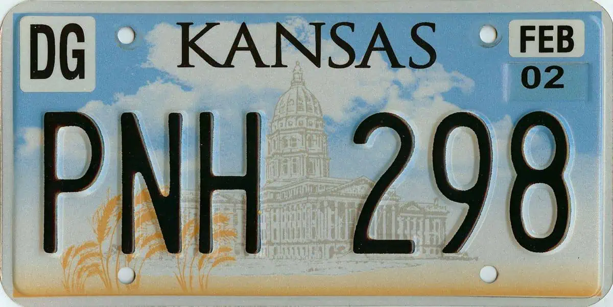 2002 Kansas Car License Plate #PNH298