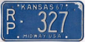 Kansas 1967 car license plate Republic county #RP-327