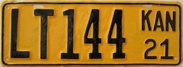 Kansas 1921 lost truck license plate #LT144