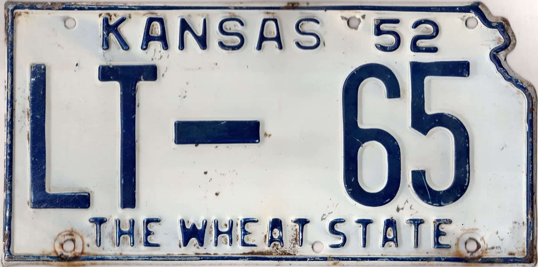 Kansas 1952 lost truck license plate #LT-65
