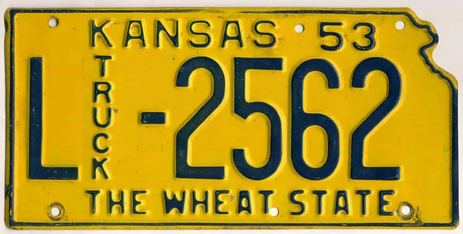 Kansas 1953 Lost truck license plate #L-2562